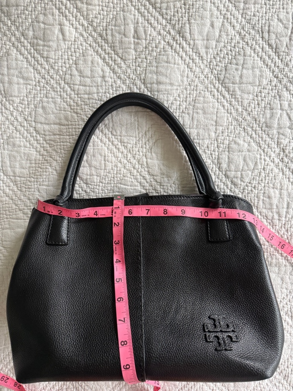 Tory Burch McGraw Black Pebbled Leather Satchel shoulder Bag crossbody Bag - Picture 3 of 16